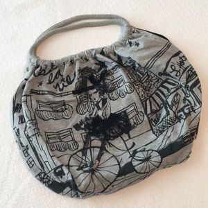 Forever 21 C'est La Vie Paris Gray Cotton Hobo Bag